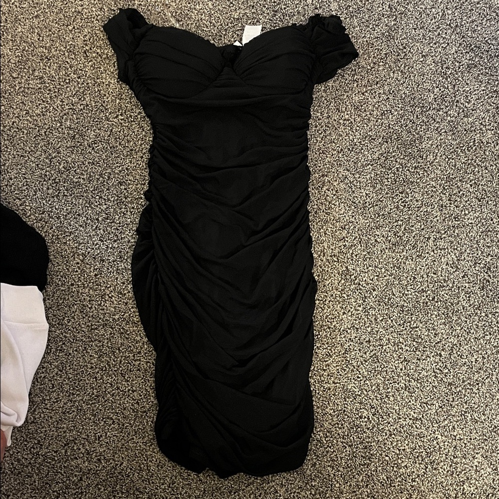 Windsor Black Ruched Mini Dress